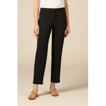 Pantaloni drepti crop cu talie medie