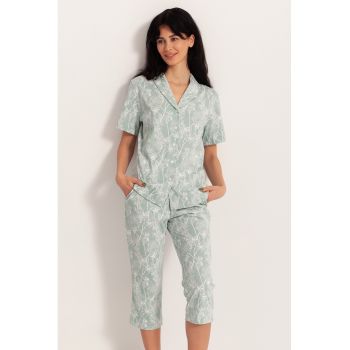 Pijama din amestec de modal cu imprimeu floral