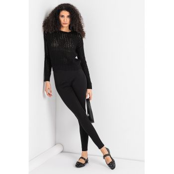 Pulover de bumbac cu perforatii