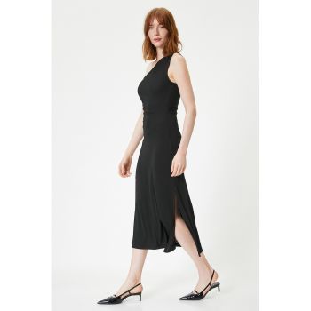 Rochie midi cu decolteu asimetric
