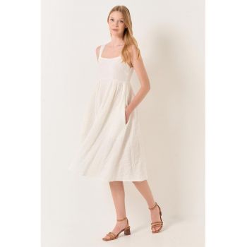 Rochie midi evazata cu buzunare laterale