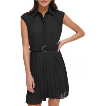 Rochie scurta cu pliuri si curea in talie