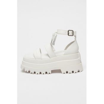 Sandale demiwedge de piele