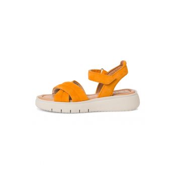 Sandale wedge de piele intoarsa