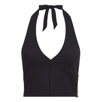 Top crop cu decolteu in V si model halter