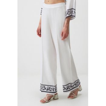Pantaloni ampli din amestec de in