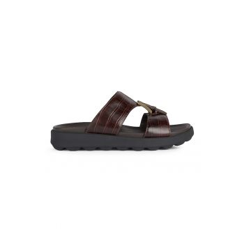 Papuci de piele cu aspect de piele de crocodil