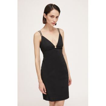 Rochie mini din bumbac cu croiala dreapta