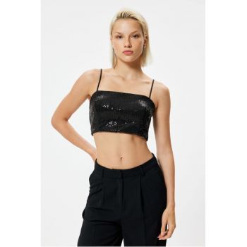 Top crop cu particule stralucitoare
