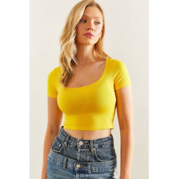 Tricou crop cu decolteu rotund