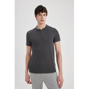 Tricou uni cu guler Mao