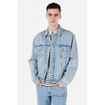 Jacheta din denim cu aspect decolorat de firma originala