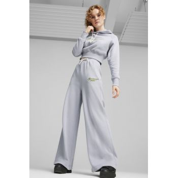 Pantaloni de trening cu croiala ampla si talie inalta Classics+