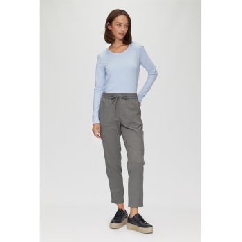 Pantaloni drepti crop cu snur