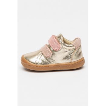 Pantofi de piele cu aspect metalizat