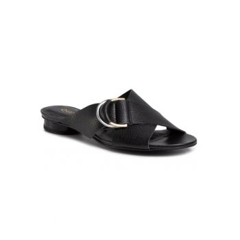 Papuci flip-flop dama -  Piele naturala - Negru