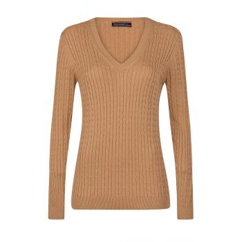 Pulover cu model torsade si decolteu in V