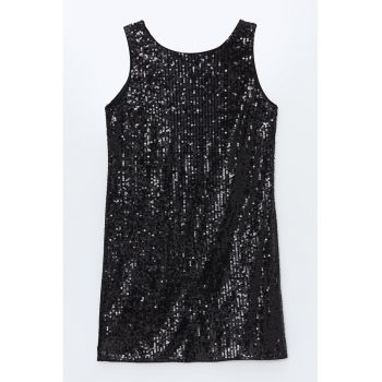 Rochie scurta fara maneci cu paiete