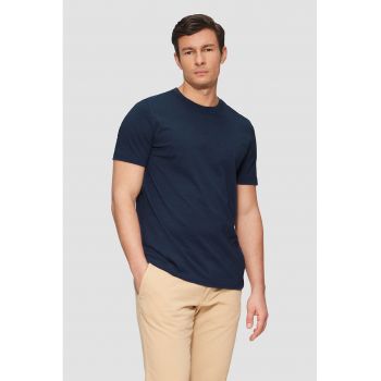 Tricou de bumbac cu decolteu la baza gatului
