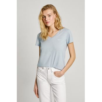 Tricou din bumbac cu decolteu in V