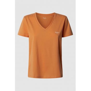 Tricou din bumbac cu decolteu in V