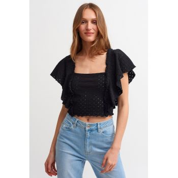 Bluza crop cu decolteu patrat