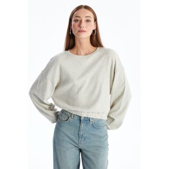 Bluza crop de trening din bumbac cu terminatie elastica