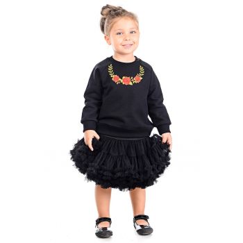 Bluza de trening din bumbac cu model floral si maneci raglan