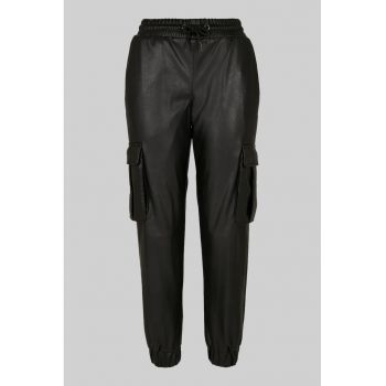 Pantaloni cargo din piele ecologica