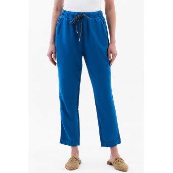 Pantaloni crop cu talie ajustabila