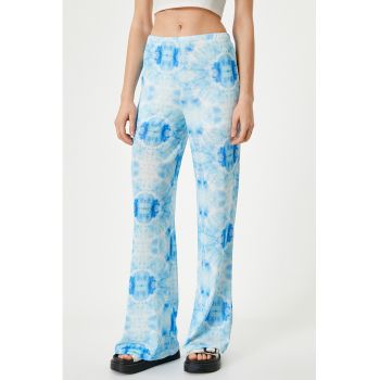 Pantaloni cu model tie-dye si talie inalta
