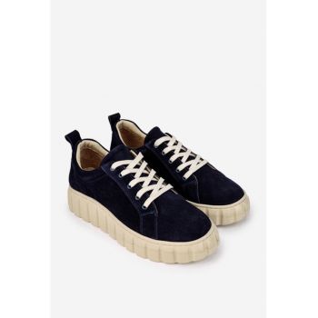 Pantofi dama bleumarin din piele intoarsa