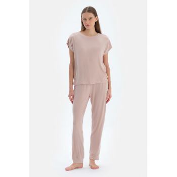 Pijama striata cu model uni