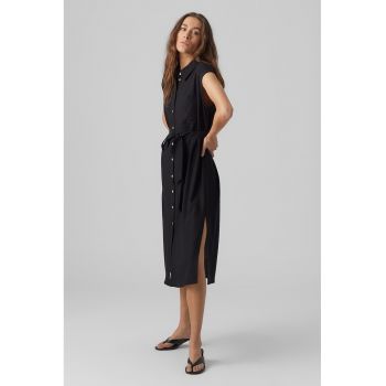 Rochie-camasa midi din amestec de in