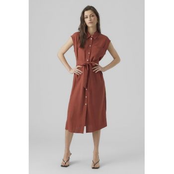 Rochie-camasa midi din amestec de in