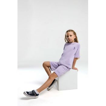 Set de tricou de bumbac cu logo si pantaloni scurti - 2 piese