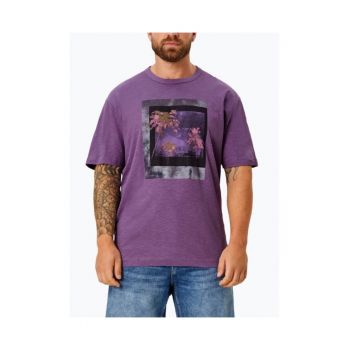 Tricou barbati marime mari cu imprimeu floral si croiala Regular fit - Mov