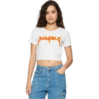 Tricou crop unisex cu imprimeu text