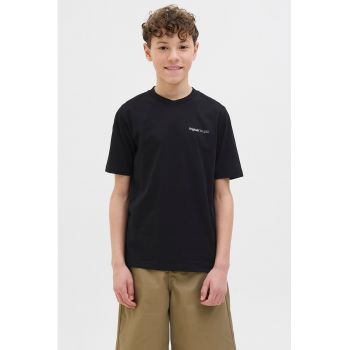 Tricou cu decolteu la baza gatului si imprimeu grafic pe partea din spate