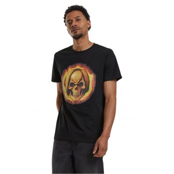 Tricou cu imprimeu grafic si decolteu la baza gatului