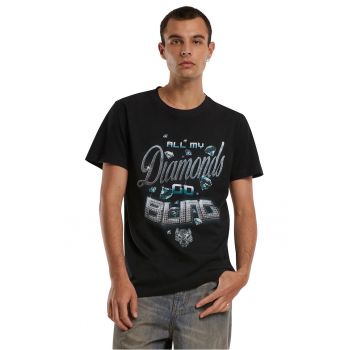 Tricou cu imprimeu text pe partea din fata