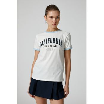 Tricou din bumbac cu imprimeu text