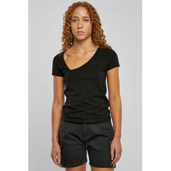 Tricou slim fit cu decolteu asimetric