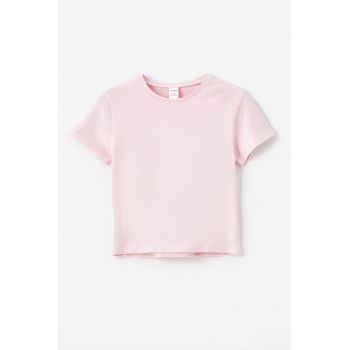Tricou uni cu decolteu la baza gatului