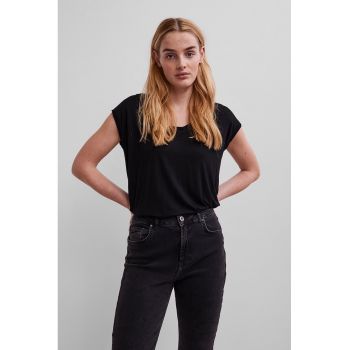 Tricou uni cu decolteu rotund