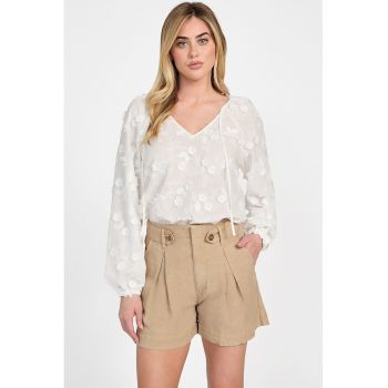 Bluza cu decolteu in V si broderie