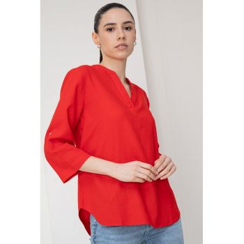 Bluza din amestec de in cu decolteu tunica