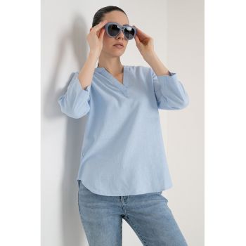 Bluza din amestec de in cu decolteu tunica