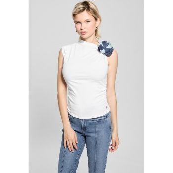 Bluza fara maneci cu aplicatie florala