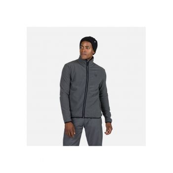 Bluza sport  Strawpile fleece - cu fermoar - pentru barbati - gri inchis -